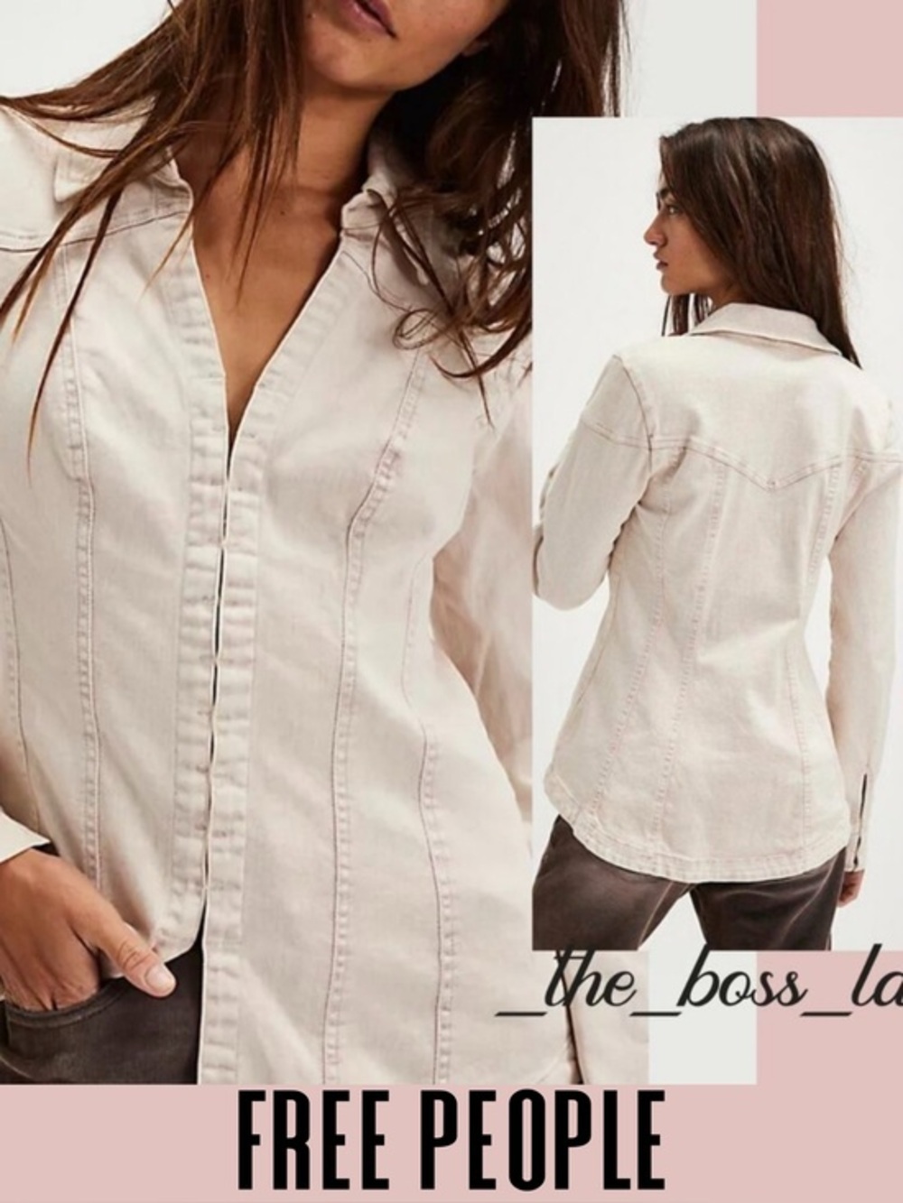 Free People denim jacket tunic boho XS